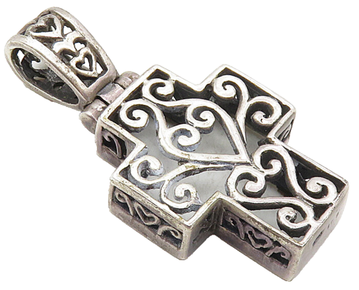 925 Sterling Silver  Vintage Dark Tone Swirl Religious Cross Pendant  PT7057