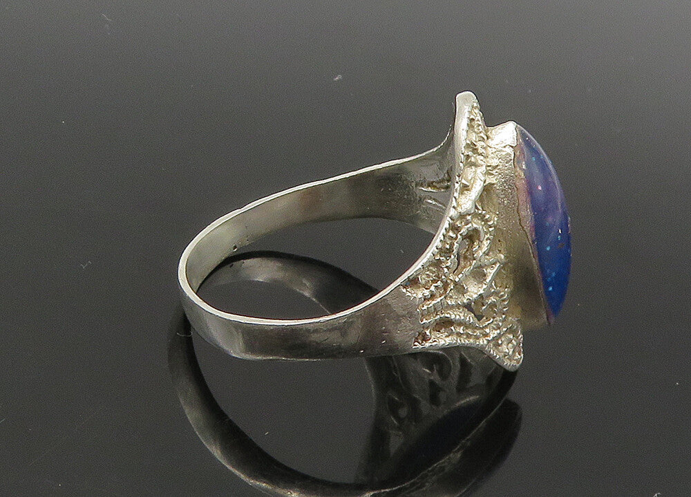 925 Sterling Silver  Vintage Enamel Glitter Band Ring Sz 10.5  RG22137