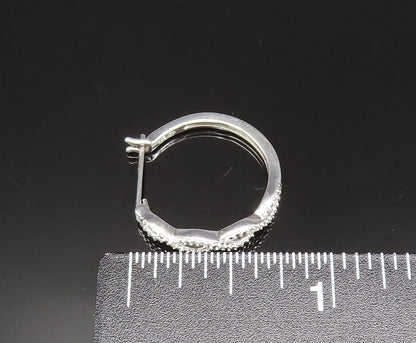925 Sterling Silver Vintage Genuine Diamonds Infinity Hoop Earrings EG11871