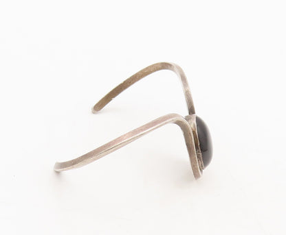 925 Sterling Silver Vintage Bracelet MANIQUIS Solid Designer Onyx Cuff  BT10233