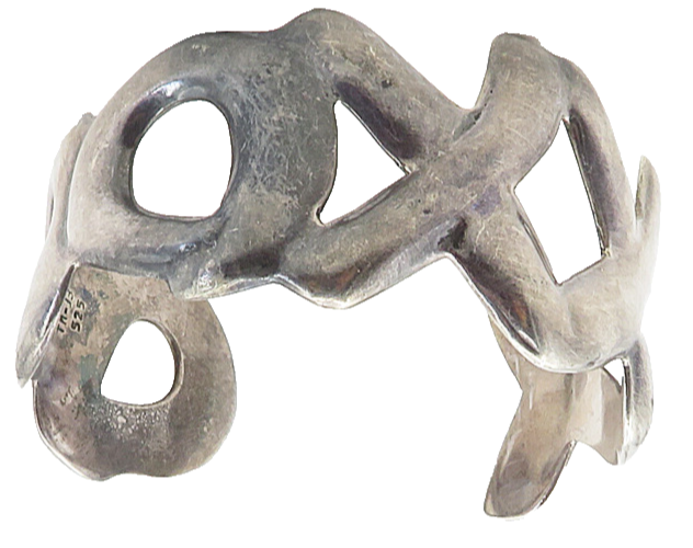 MEXICO 925 Silver  Vintage Dark Tone XO Hugs & Kisses Cuff Bracelet  BT3959