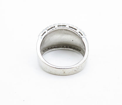 ESPO 925 Sterling Silver  Vintage Topaz 2 Tone Hammered Band Ring Sz 9  RG4839