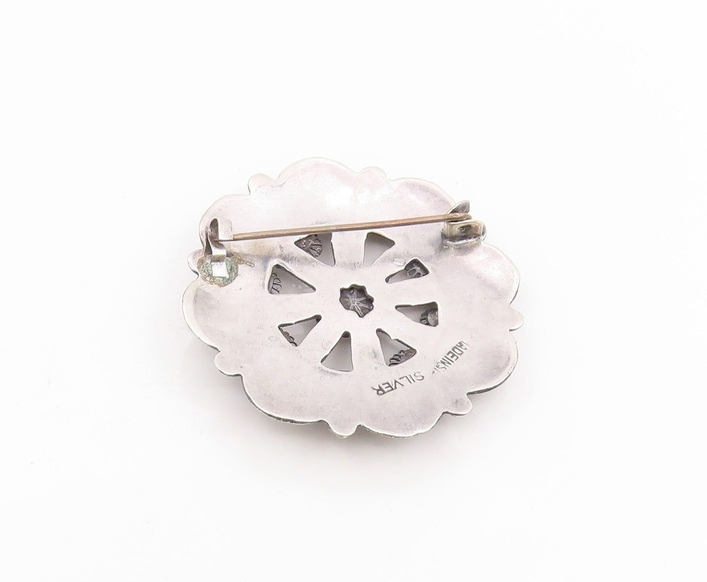 925 Sterling Silver Vintage Brooch Pin Classic Sunburst Floral Filigree  BP12395