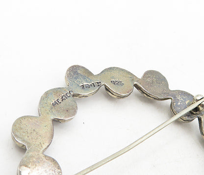 MEXICO 925 Sterling Silver  Vintage Dark Tone Swirl Domes Brooch Pin  BP3159