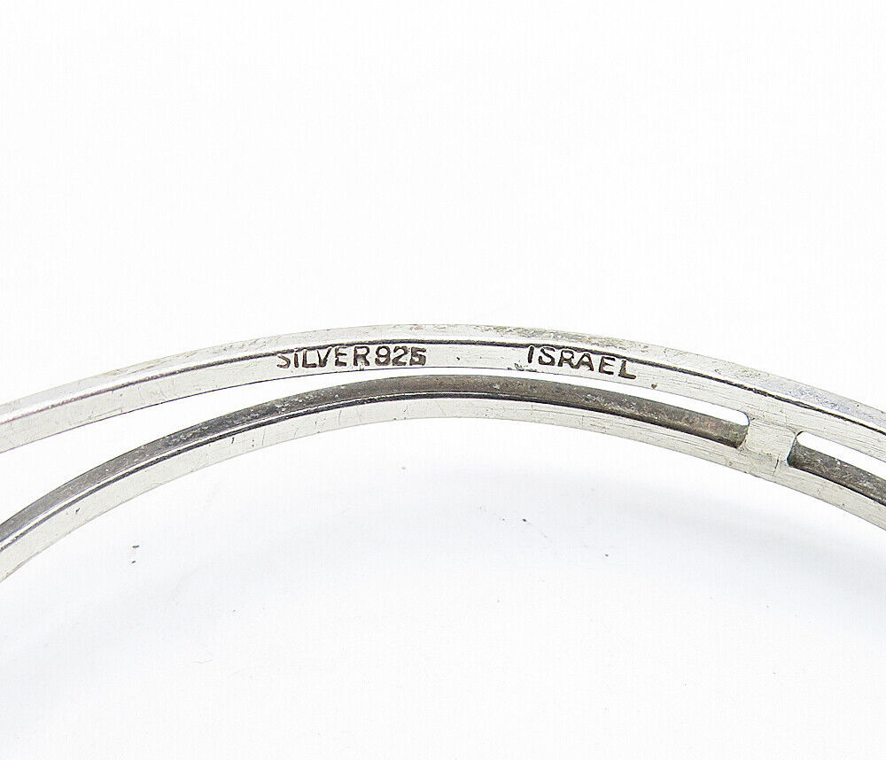 ISRAEL 925 Sterling Silver  Vintage Faceted Topaz Hook Bangle Bracelet  BT2694