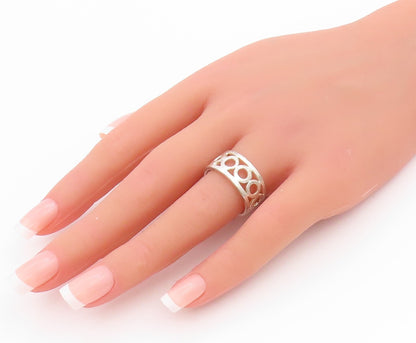 925 Sterling Silver Vintage Ring Minimalist Cutout Rings Band  Sz 8  RG33260