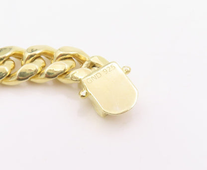 925 Sterling Silver Vintage Necklace Gold Plated Chunky Cuban Link Chain  NE4748