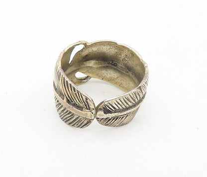 925 Sterling Silver  Vintage Dark Tone Butterfly Feather Band Ring Sz 8 RG8808