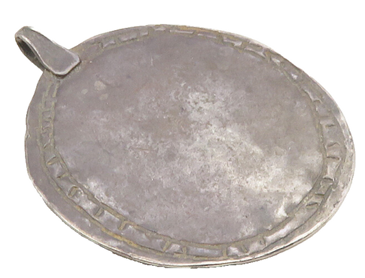 925 Sterling Silver  Vintage Antique Dark Tone Chiseled Border Pendant  PT7394