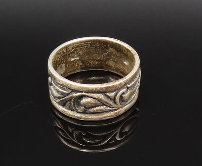 925 Sterling Silver  Vintage Carved Vine Swirl Band Ring Sz 7.5  RG25778