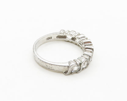 925 Sterling Silver   Vintage Prong Set Topaz Swirl Band Ring Sz 8  RG19407