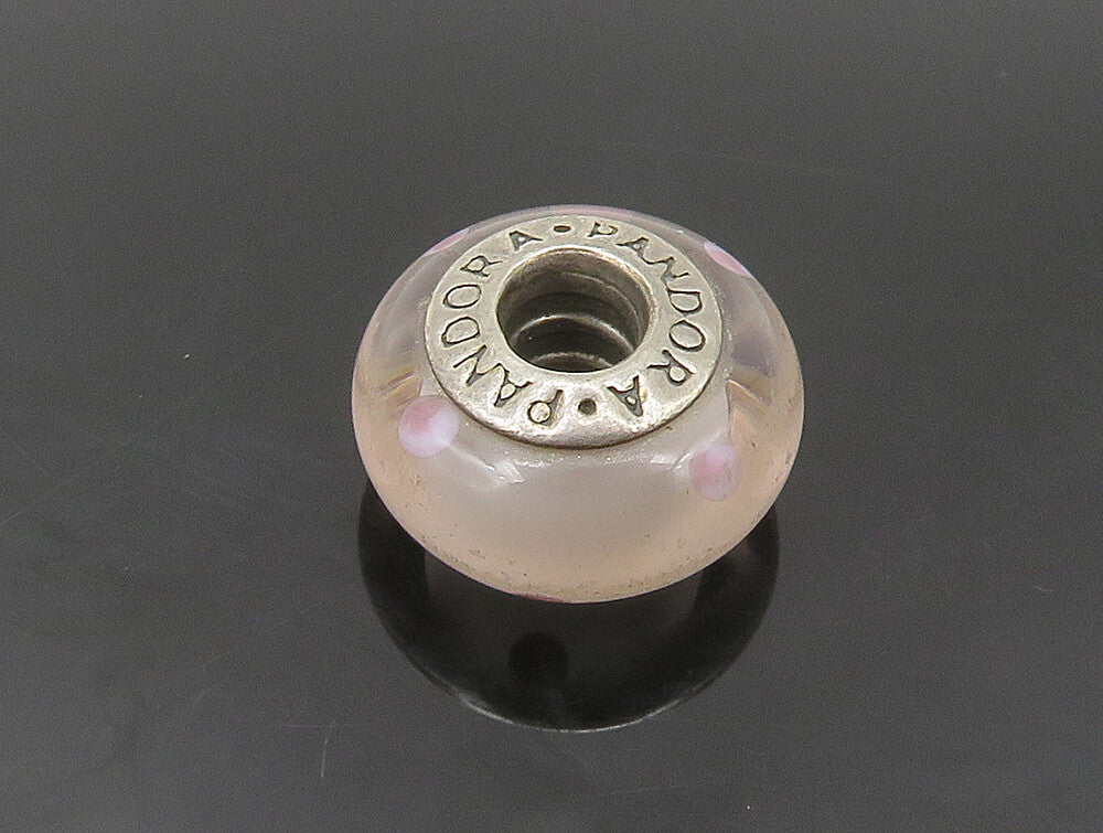 PANDORA 925 Silver  Vintage Love Heart Murano Glass Slide Pendant  PT19840