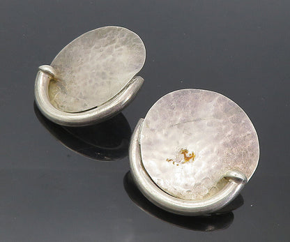 MEXICO 925 Sterling Silver  Vintage Hammered Modernist Drop Earrings  EG4028
