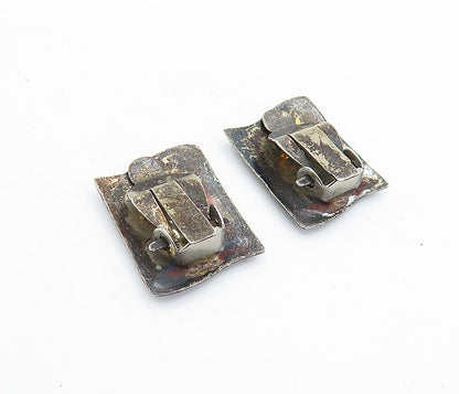 SIAM 925 Sterling Silver  Vintage Niello Dancer Non Pierce Earrings  EG2893