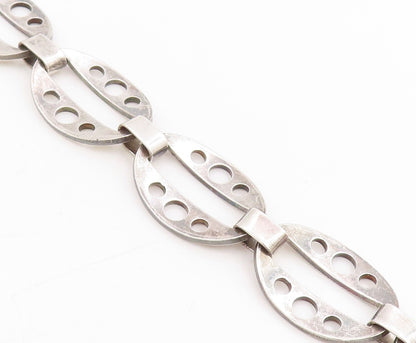 925 Sterling Silver Vintage Bracelet EUROPE Geometric Cut Out Link Chain BT11442