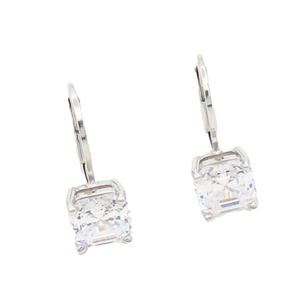 925 Sterling Silver  Shiny Cubic Zirconia French Back Drop Earrings  EG9393