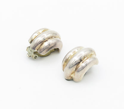 BARRA 925 Sterling Silver  Vintage Shiny Modernist Non Pierce Earrings  EG8458