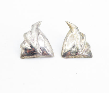 MEXICO 925 Sterling Silver  Vintage Hollow Modernist Drop Earrings  EG2625