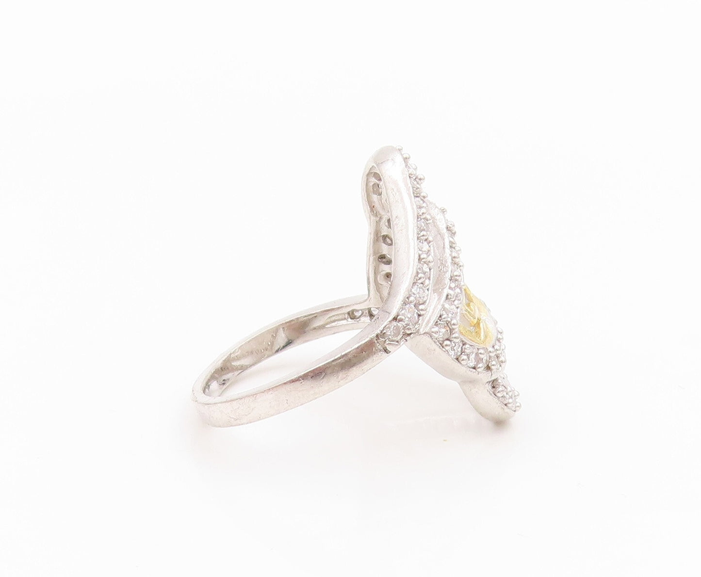 925 Sterling Silver Vintage Ring Maze Key Cutout Topaz Band  Sz 8  RG31889