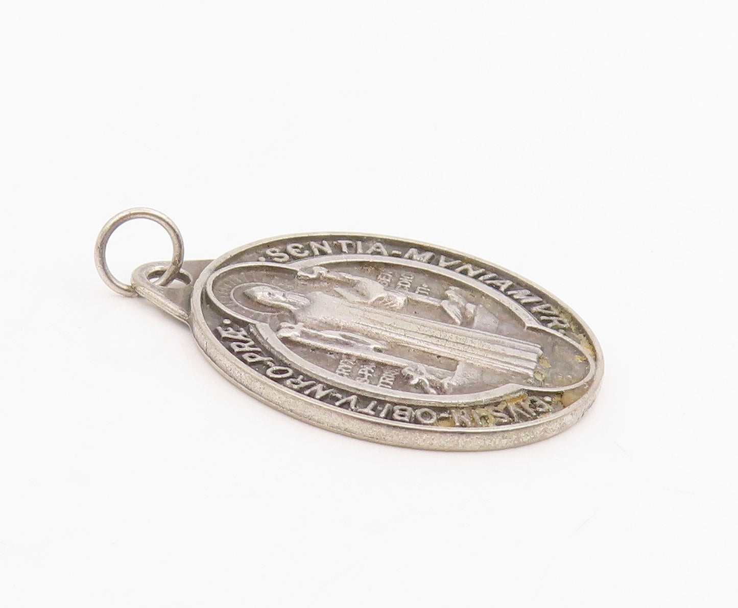 925 Sterling Silver Vintage Pendant Saint Benedict Medal of Protection  PT25706