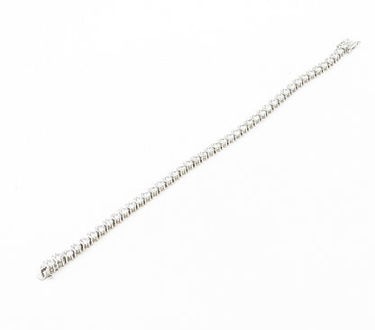 925 Sterling Silver  Sparkling Cubic Zirconia Swirl Chain Bracelet  BT6413