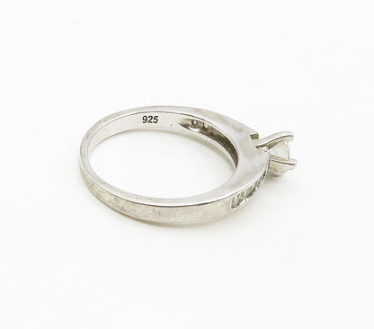 925 Sterling Silver  Cubic Zirconia Solitaire With Accents Ring Sz 8  RG16206