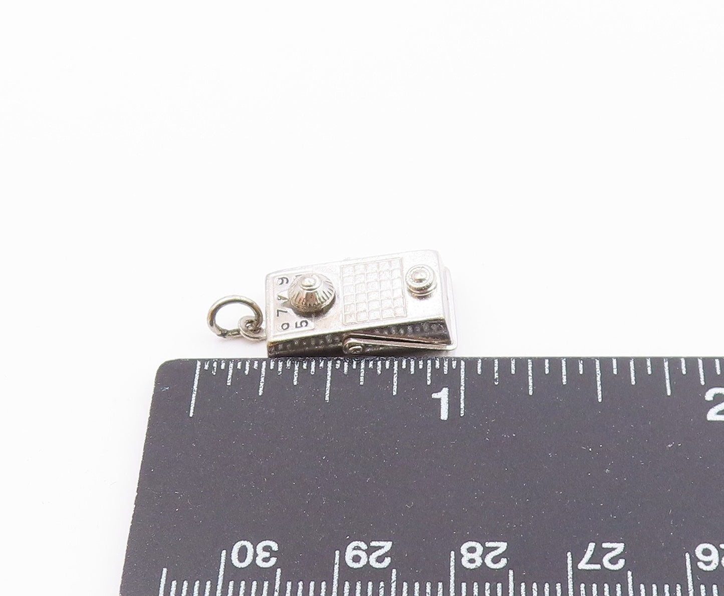 925 Sterling Silver  Vintage Shiny Etched Numbers Square Pendant  PT16910