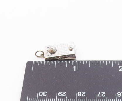 925 Sterling Silver  Vintage Shiny Etched Numbers Square Pendant  PT16910
