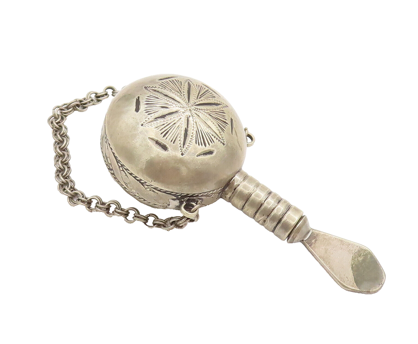 925 Sterling Silver Vintage Antique Large Etched Perfume Bottle (OPENS) TR3632