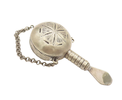 925 Sterling Silver Vintage Antique Large Etched Perfume Bottle (OPENS) TR3632