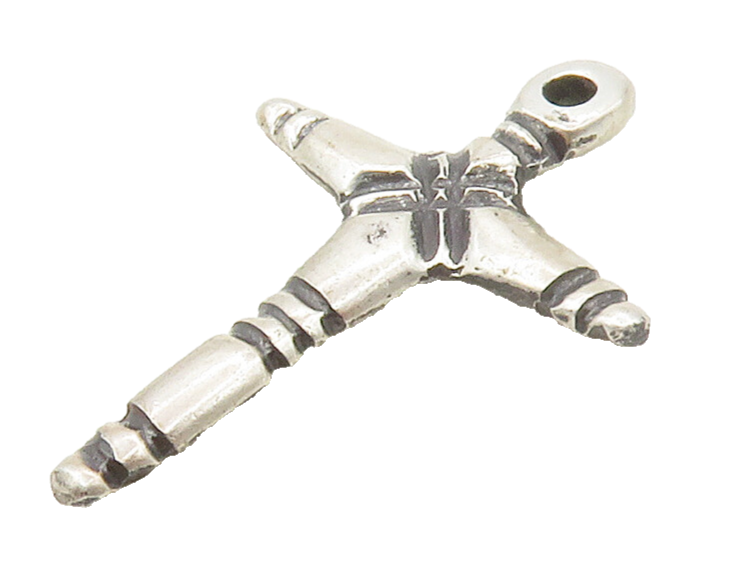 925 Sterling Silver  Vintage Petite Etched Religious Cross Pendant  PT13221