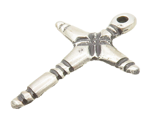 925 Sterling Silver  Vintage Petite Etched Religious Cross Pendant  PT13221
