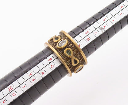 925 Sterling Silver Vintage Ring Gold Plated Infinity Carved CZ  Sz 7  RG29117