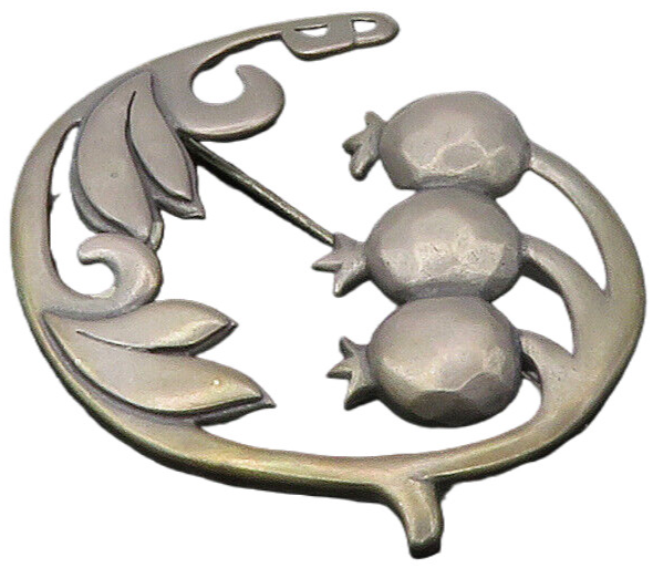 EIM 925 Sterling Silver  Vintage Dark Tone Floral Leaf Swirl Brooch Pin BP6679