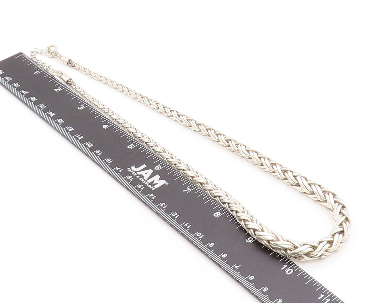925 Sterling Silver Vintage Necklace Solid Intertwined Byzantine Chain  NE4621
