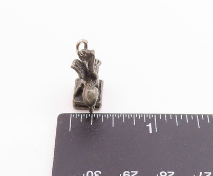 925 Sterling Silver Vintage Dark Tone Petite Bird Statue Pendant  PT15966