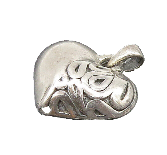 925 Sterling Silver  Vintage Shiny Hollow Swirl Love Heart Pendant  PT16715