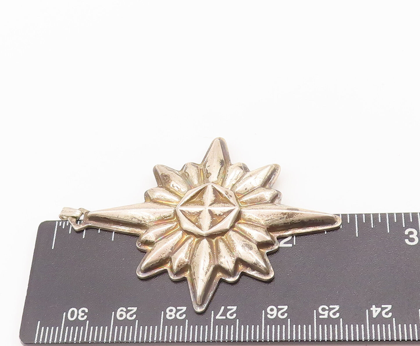 925 Sterling Silver Vintage Pendant REED & BATTON Carved Puffed Star  PT22653