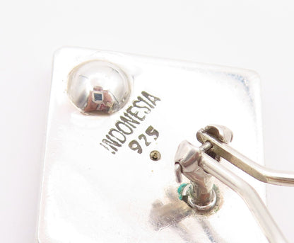 925 Sterling Silver Vintage Earrings LOIS HILL Scrollwork Square Clip On EG14479