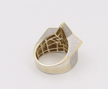 925 Sterling Silver Vintage Gold Plated Double Star Diamond Ring Sz 10  RG26541