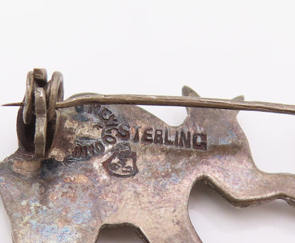 925 Sterling Silver Vintage Brooch Pin MEXICO Man Leading A Donkey  BP12349