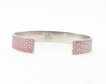 GUESS ITALY 925 Sterling Silver  Shiny Monogram Logo Cuff Bracelet  BT4778