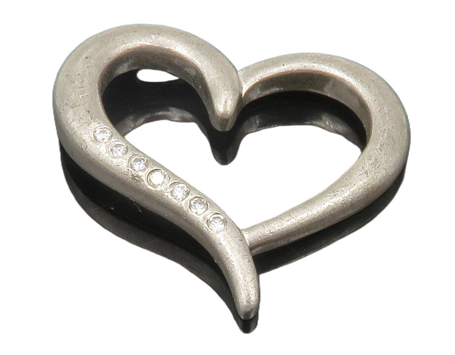 925 Sterling Silver  Vintage Petite Topaz Open Love Heart Pendant  PT9667