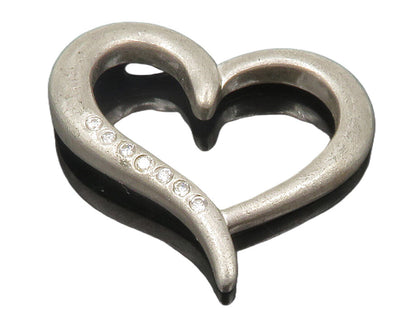 925 Sterling Silver  Vintage Petite Topaz Open Love Heart Pendant  PT9667