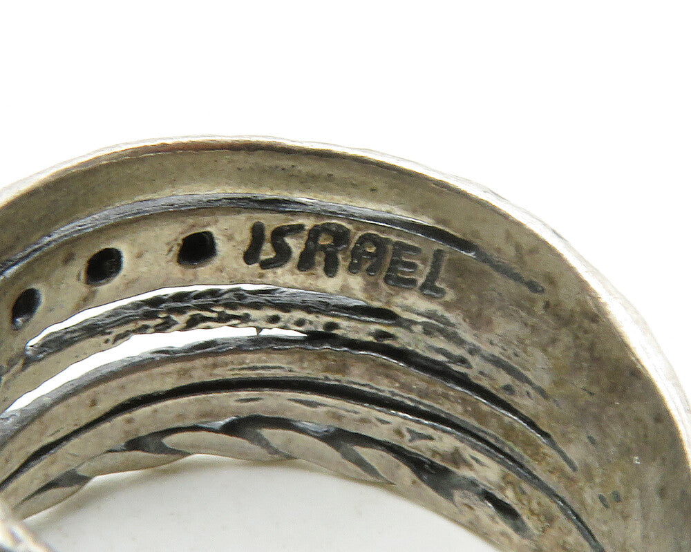 SHABLOOL 925 Silver  Vintage Black Hematite Split Band Ring Sz 10  RG13318