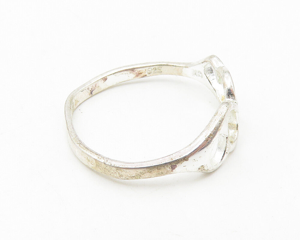 925 Sterling Silver  Shiny Smooth Open Love Hearts Band Ring Sz 8  RG10910