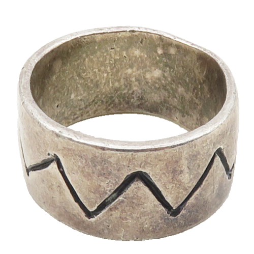 925 Sterling Silver  Vintage Dark Tone Etched Detail Band Ring Sz 7  RG9685