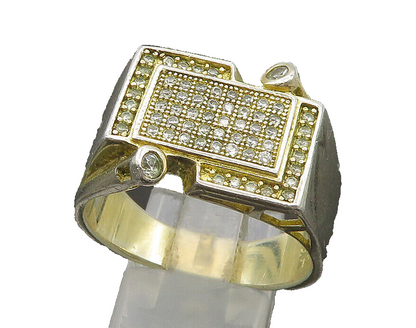 925 Sterling Silver  Vintage Topaz Encrusted Large Band Ring Sz 13  RG21192