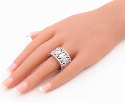 925 Sterling Silver Vintage Ring Multi Shape CZ Eternity Band  Sz 12  RG36500