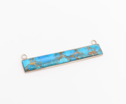925 Sterling Silver Vintage Pendant Modernist Turquoise Geometric Bar  PT26518